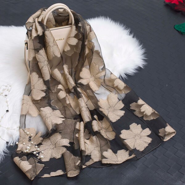 Cut flowers hollow silk scarf simulation silk scarf - Image 3