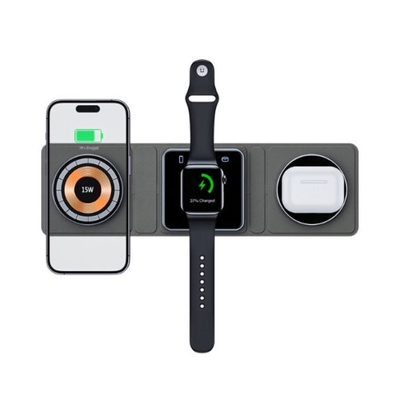 3 IN 1 Magnetic Folding Wireless Charger Station For IPhone Transparent Fast Charging For IWatch And Airpods - Image 4