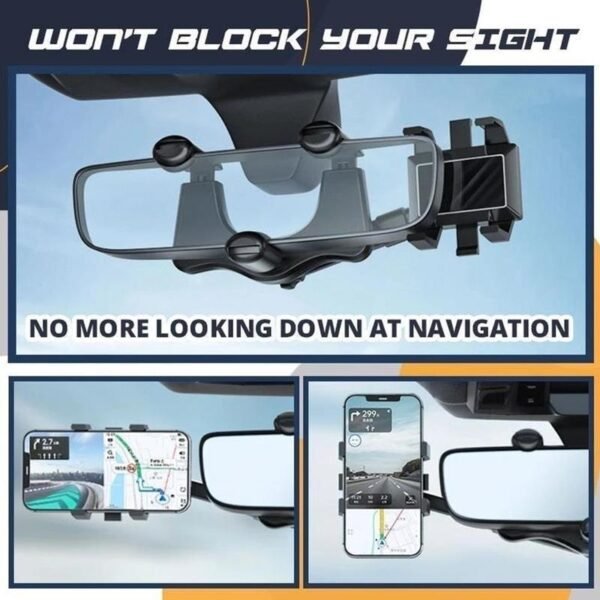 Rearview Mirror Phone Holder For Car Rotatable And Retractable Car Phone Holder Multifunctional 360 Rear View Mirror Phone Holder Suitable For All Mobile Phones And All Car - Image 9