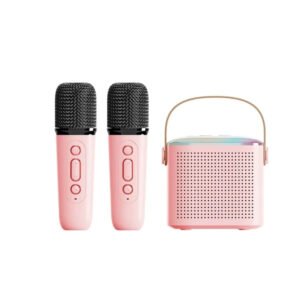 Alternative view of Microphone Karaoke Machine Bluetooth-compatible Speaker With 2 Wireless Mic RGB Light Home Family Singing Speaker