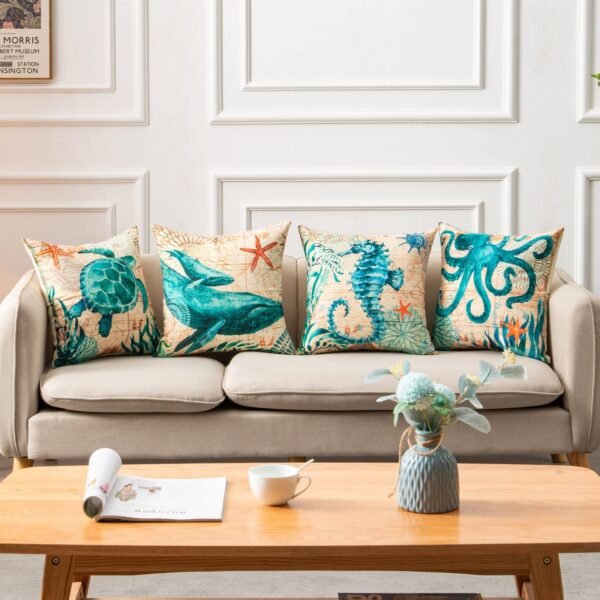 Cushion Covers Sea Turtle Printed Throw Pillow Cases For Home Decor Sofa Chair Seat - Image 6